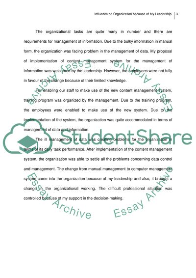 Influence of Organization on the Leadership