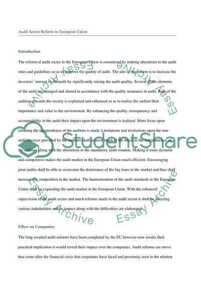 Audit Sector Reform in the European Union