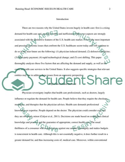 Current and Future Economic Issues of the Healthcare Sector