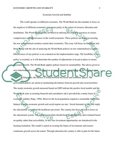 Analyzing the World Bank Policies in Singapore and Hong Kong
