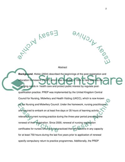 Flexible Distributed Learning in Post Qualifying Nurse Education