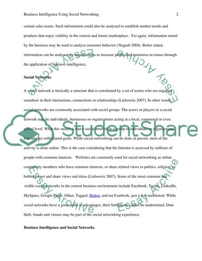 Using Business Intelligence to Determine Social Network