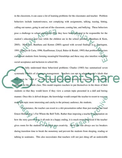 A Research and Scholarship Task to Inform Professional Practice: Managing the Class