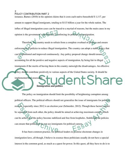 Immigration, Politics and Policy Contribution