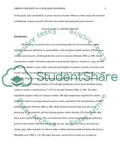 Green Concrete as a Building Material