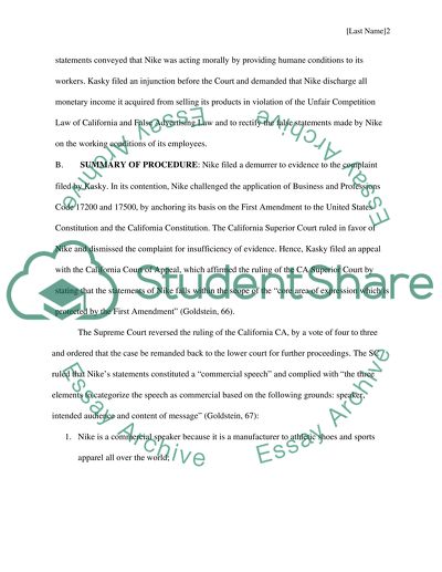 Business Law Nike vs. Kasky