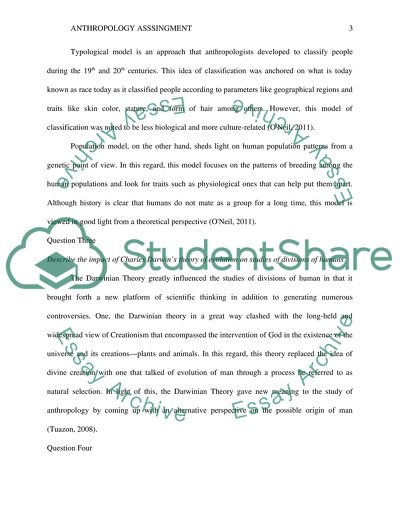 Anthropology Assignment Paper