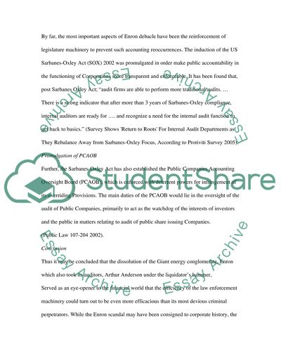 Effect of Enrons failure on the auditing profession