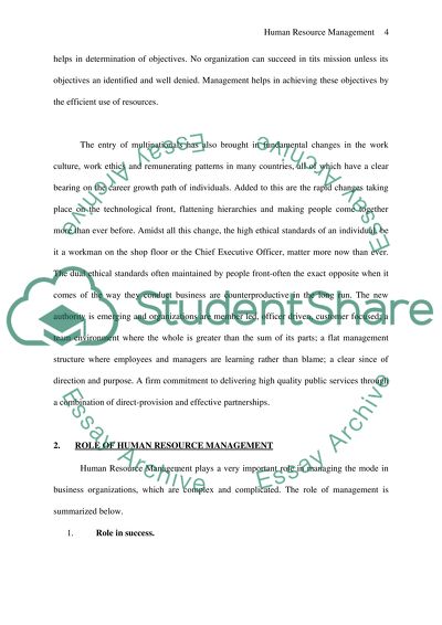 The Role of Human Resource Management