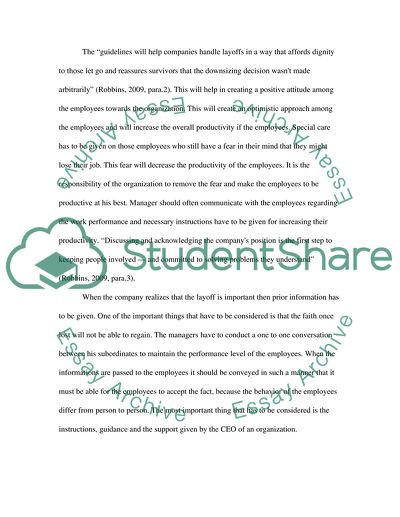 Strategic Management - How to Handle Layoffs by Robbins