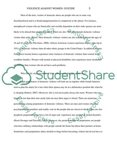 VIOLENCE AGAINST WOMEN: SUICIDE