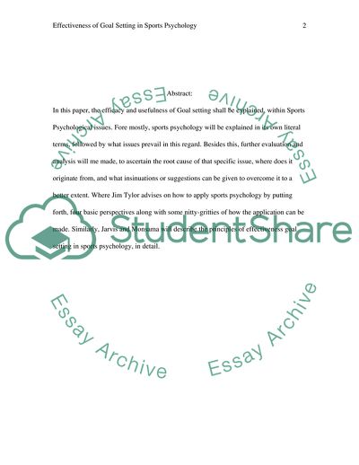 The Effectiveness of Goal Setting in Sports Psychology
