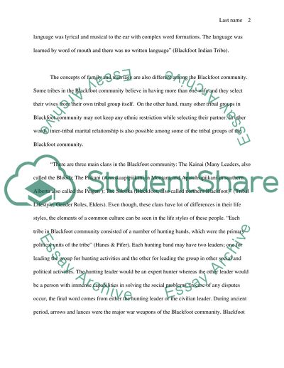 Lifestyle of blackfoot