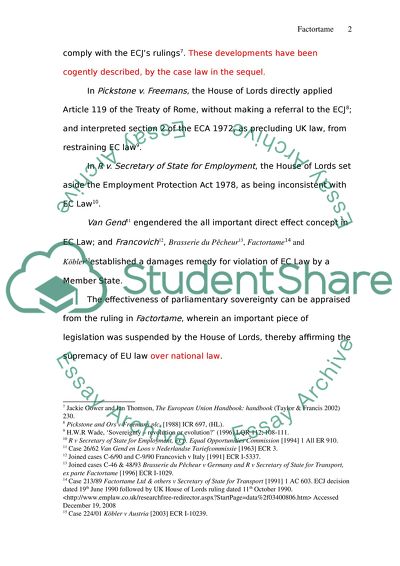 Public Law (LLB) Factoortame judgement