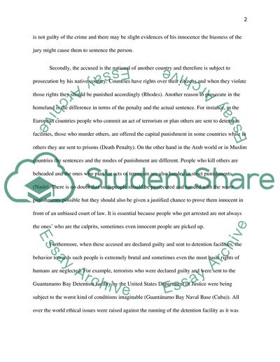 Prosecution and Extradition of Person having committed acts of terror