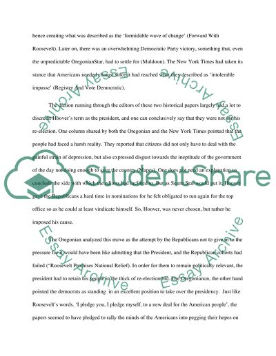 Roosevelt and Hoover Presidential Campaign and Elections