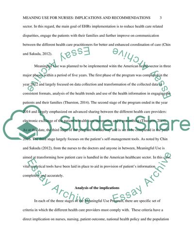 Meaning Use for Nurses: Implications and Recommendations