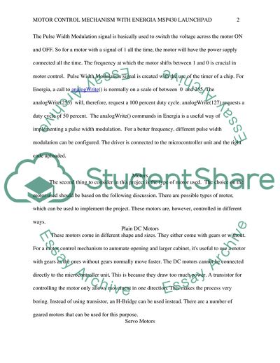 Motor Control Mechanism with Energia MSP430 Launchpad