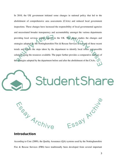 Quality Standards: Nottinghamshire Fire and Rescue Service