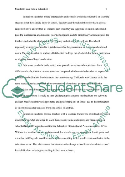 Standards Save Public Education