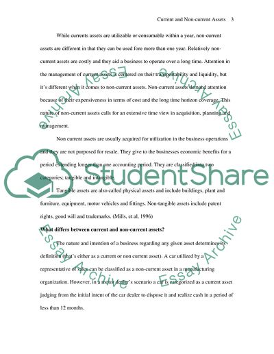 Current and Non-Current Assets Paper