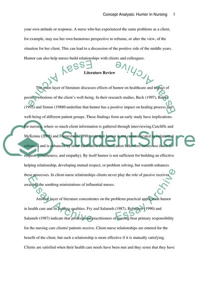 Concept Analysis: Humor in Nursing