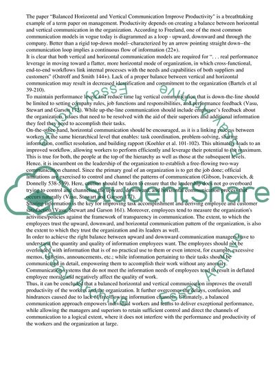 Balanced Horizontal and Vertical Communication Improves Productivity