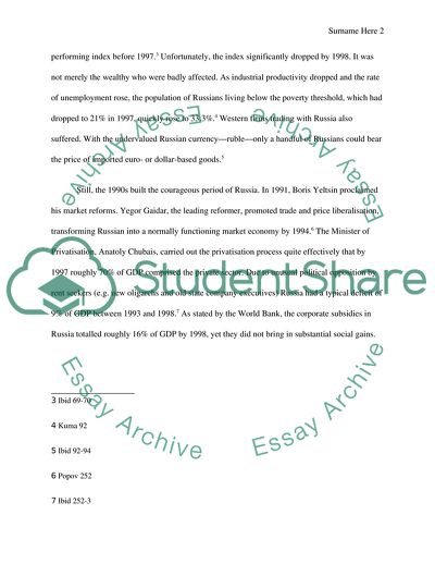 Russian Economy and Oil Industry during Putins Leadership