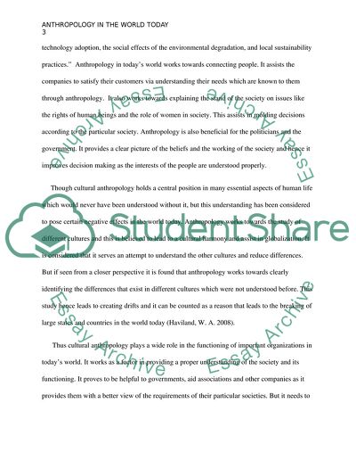 Anthropology in the World Today