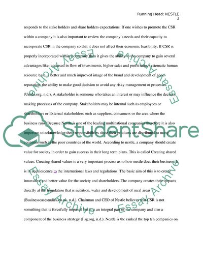 Corporate Social Responsibility of Nestle Company