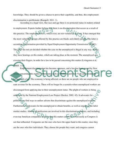 Employment Law - Discrimination against the Unemployed