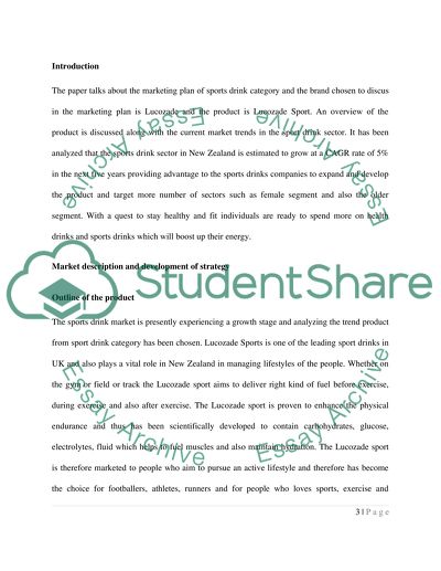 MARKETING PLAN (Lucozade Sport)