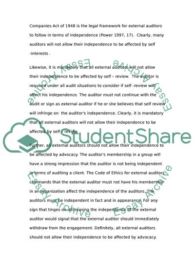 Analysis of the Benchmark for External Auditors