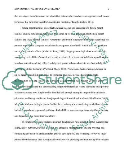 The environmental effects on rasing children