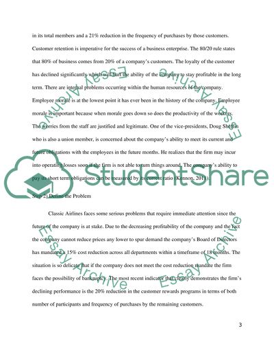 Nine-Step Problem-Solving Process Applied to Classic Airlines