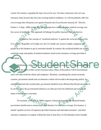 Argument paper, against Obamas health plan