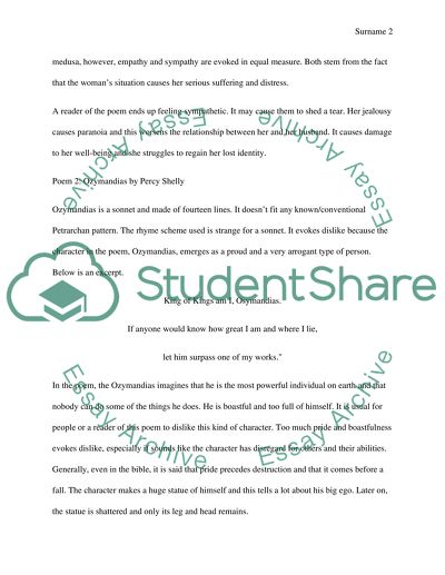 Poetry - Explore the ways symphaty for and or dislike of character is created in the text you have studied