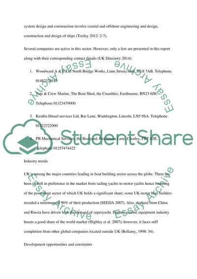 Report on marine engineering industry in the uk