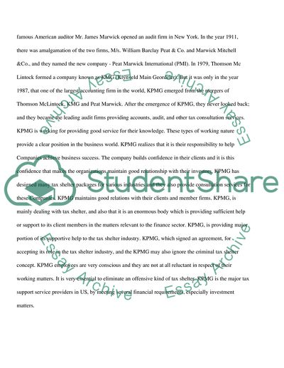 Tax Shelters Created by KPMG