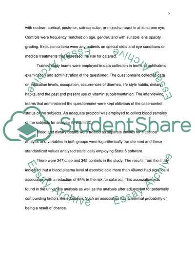 Potential Role of Vitamin C in Cataract Prevention