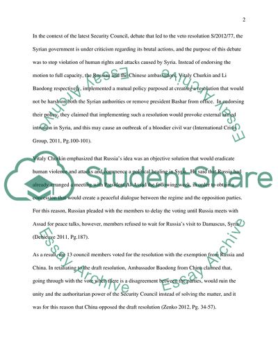 Speeches of the Security Members during the Resolution over Syria