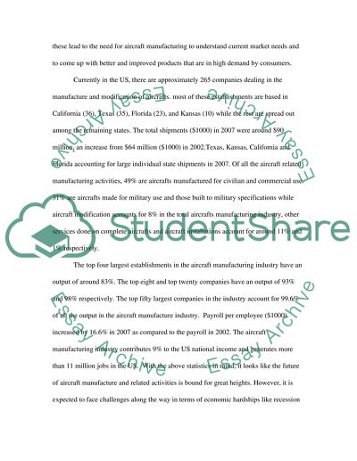 Industry and Company Analysis: Aircraft Manufacture