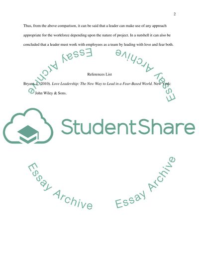 Leading with Love and Fear: A Comparison paper