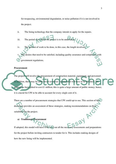 Procurement and Contracting in the Repair of Uxbridge Water PLCs Flood Relief Sewer