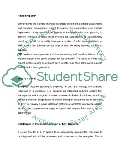 Enterprise Resource Planning - Business Process Reengineering