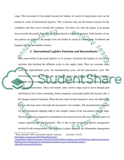 Logistics Management - International Trade Logistics and Requirements