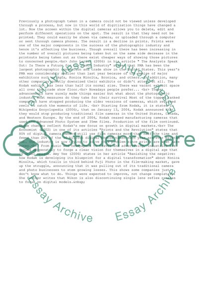 Photographic Industry Changes