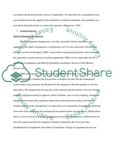 Medical Equipment Acquisition