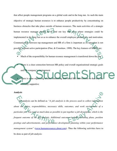 Strategic HR Management - Job Analysis