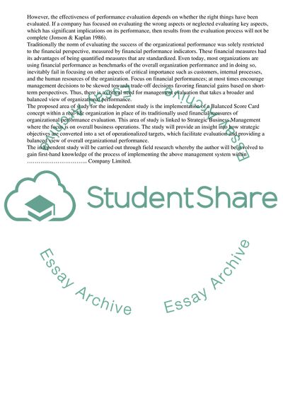 Implementation of Balanced Score Card System